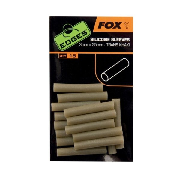 Fox Edges Silicone Sleeves 3mm x 25mm Trans Khaki 15 Stück