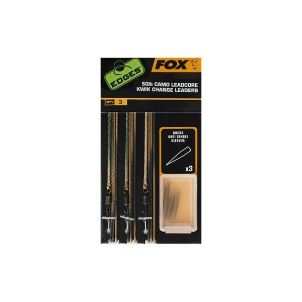 Fox 50lb Camo Leadcore Kwik Change Leaders 3 Stück