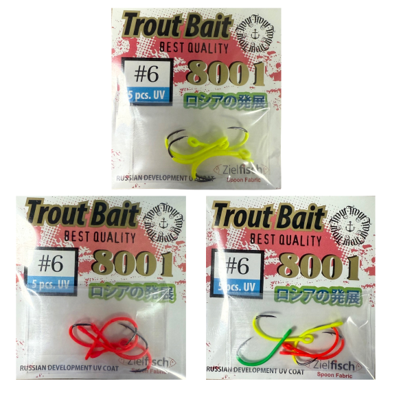 Troutbait Spoonhaken Bunt UV 8001 #6 5 Stück