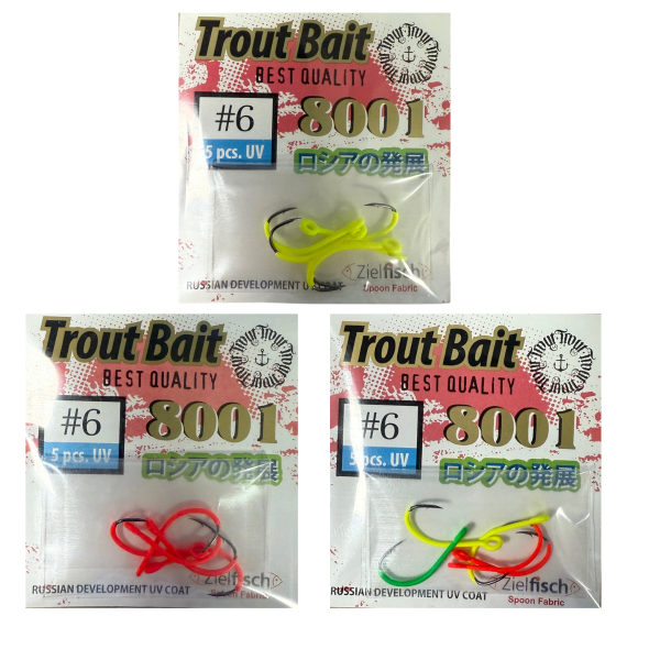 Troutbait Spoonhaken Rot UV 8001 #6 5 Stück