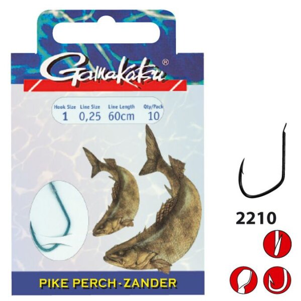 Gamakatsu Pike-Perch LS 2210 Zanderhaken gebunden 60cm 10 Stück