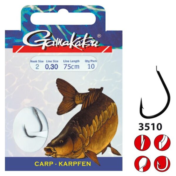 Gamakatsu Carp LS-3510 karpfenhaken gebunden 85cm