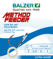 Balzer Method Feeder Haken mit Pelletband Gr.6  0,27mm