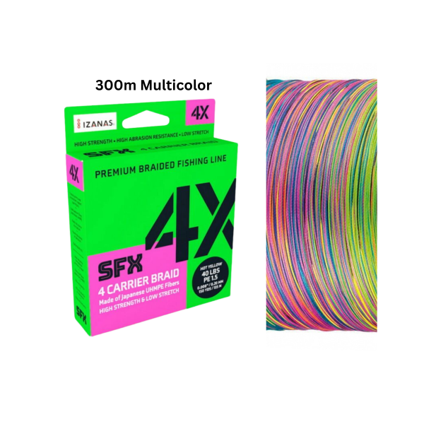 Sufix SFX 4X Premium Braided Fishing Line Multi Color 300m geflochtene Schnur