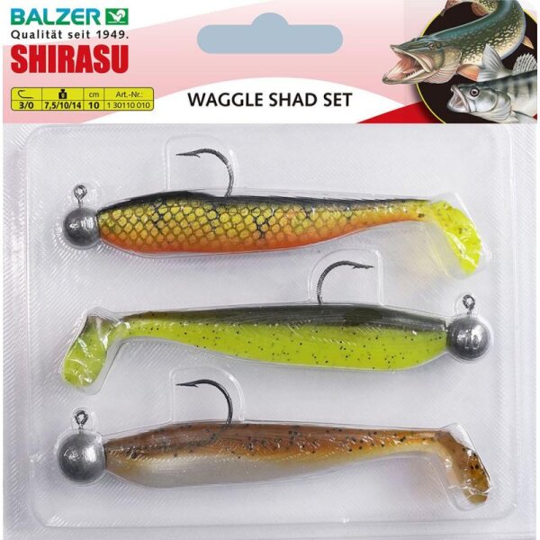 Balzer Shirasu Waggle Shad Set #3/0 7,5/10/14g 10cm Zander und Hecht