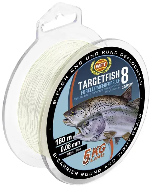 WFT TF8 Meerforelle/Forelle geflochtene Schnur transparent