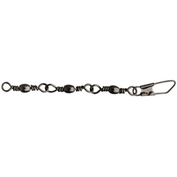 Spro Black 3-Jointed Barrel Swivel + Safety Snap Kettenwirbel