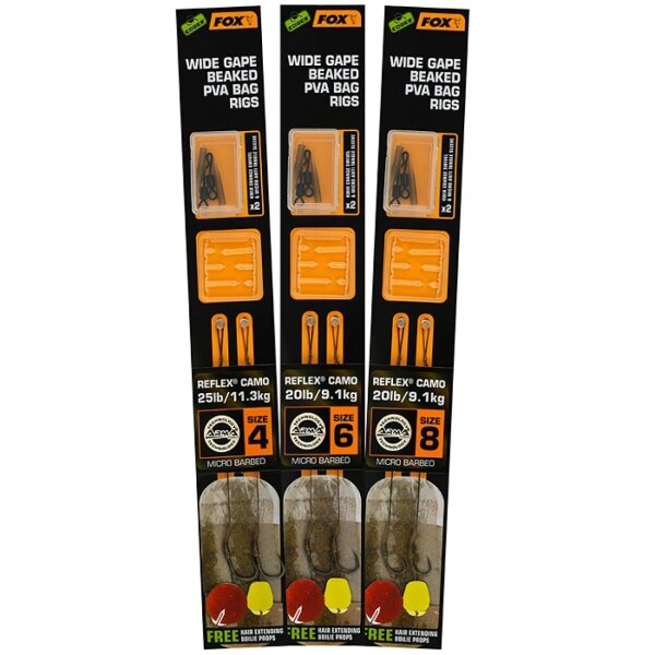 Fox Edges Wide Gape Beaked PVA Ready Rigs 2 Stück