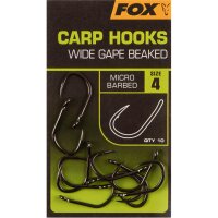 Fox Carp Hooks Wide Gape Beaked Gr. 8 10 Stück