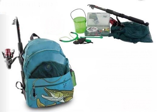 Lineaeffe Kinderset Angelrucksack mit Rute und Zubehör